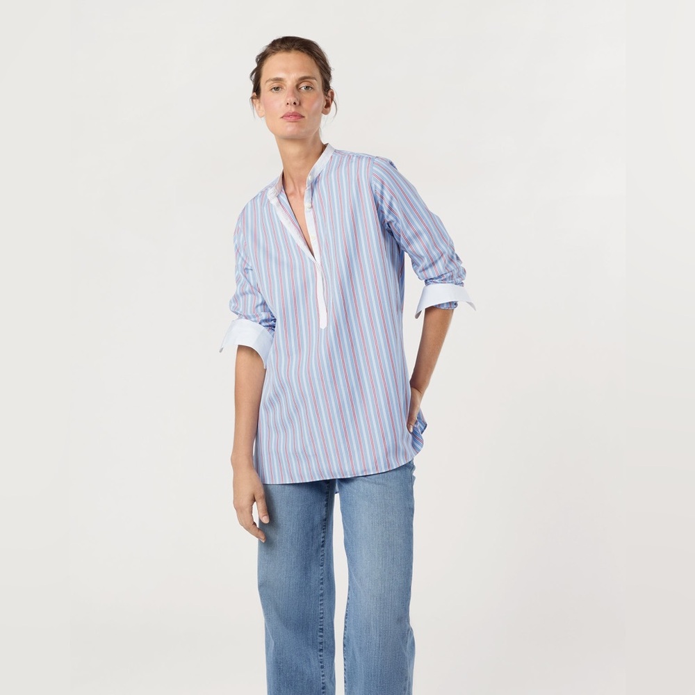 Ann Mashburn Striped Blue and Pink Women's Top - Picture 6 of 8